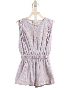 THE OAKS APPAREL   LT BLUE  FLORAL  KNIT ROMPER WITH RUFFLE