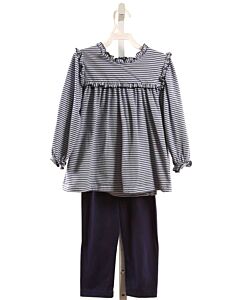 SAGE & LILLY  NAVY  STRIPED  2-PIECE OUTFIT WITH PICOT STITCHING