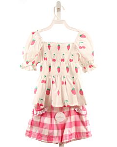 SAL & PIMENTA  PINK  PRINT SMOCKED 2-PIECE OUTFIT