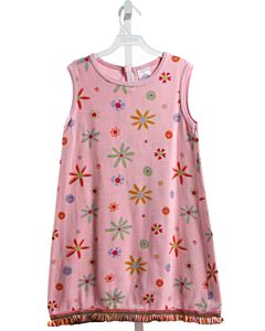 PAINTING RED RHINOS  PINK PIQUE FLORAL  KNIT DRESS