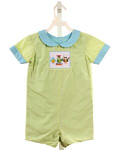BEAUX ET BELLES  LIME GREEN  MICROCHECK SMOCKED SHORTALL