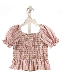 ZARA  LAVENDER  GINGHAM SMOCKED SHIRT-SS