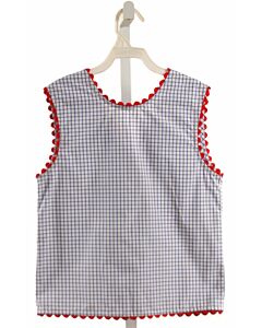 HANNAH KATE  BLUE  GINGHAM  SLEEVELESS SHIRT WITH RIC RAC