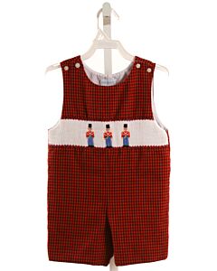 VIVE LA FETE  RED  HOUNDSTOOTH SMOCKED SHORTALL