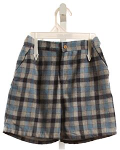 DONA CARMEN  BLUE FLANNEL PLAID  SHORTS