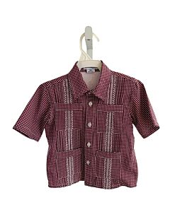 BLUE QUAIL  MAROON  GINGHAM EMBROIDERED DRESS SHIRT
