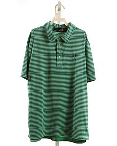 RALPH LAUREN  GREEN  STRIPED  KNIT SS SHIRT