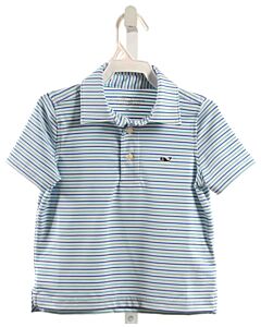VINEYARD VINES  BLUE  STRIPED  KNIT SS SHIRT