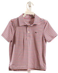 VINEYARD VINES  RED  STRIPED  KNIT SS SHIRT
