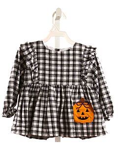 BUSY BEES SMOCKS  BLACK FLANNEL PLAID  SHIRT-LS