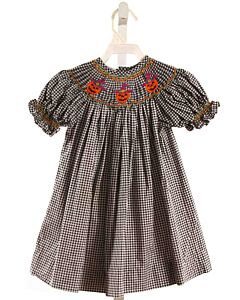 CLASSY COUTURE  BLACK  HOUNDSTOOTH SMOCKED DRESS