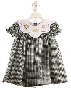 BUSY BEES SMOCKS  GREEN SEERSUCKER GINGHAM  DRESS