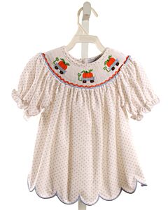 SWEET LAROSE  WHITE  POLKA DOT SMOCKED KNIT DRESS