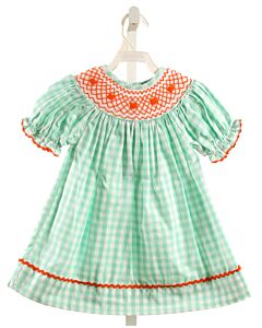 LANA GRACE  MINT  GINGHAM SMOCKED DRESS WITH RIC RAC