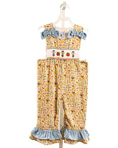 SWEET LAROSE  YELLOW  FLORAL SMOCKED ROMPER WITH RUFFLE