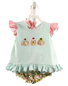 BUSY BEES SMOCKS  BLUE    2-PIECE OUTFIT WITH RUFFLE