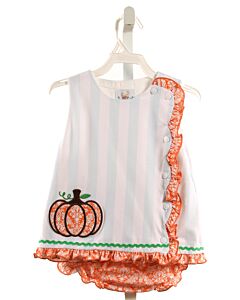 BUSY BEES SMOCKS  BLUE KNIT STRIPED  2-PIECE OUTFIT