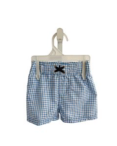 RUFFLE BUTTS LT BLUE GINGHAM SWIM TRUNKS