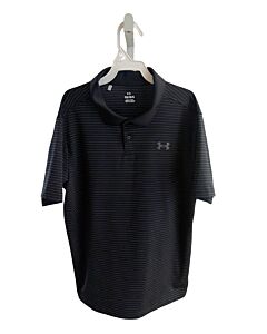 UNDER ARMOUR  BLACK  STRIPED  KNIT SS SHIRT