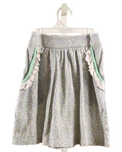 EYELET & IVY  BLUE KNIT FLORAL  SKIRT WITH EYELET TRIM