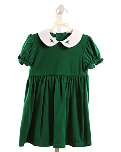 STELLYBELLY  GREEN   EMBROIDERED KNIT DRESS WITH PICOT STITCHING