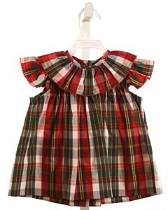 THE BEAUFORT BONNET COMPANY  RED  PLAID  DRESS WITH RUFFLE