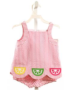 FLORENCE EISEMAN  PINK SEERSUCKER STRIPED APPLIQUED 2-PIECE OUTFIT