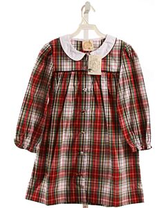 THE BEAUFORT BONNET COMPANY  RED  PLAID  DRESS WITH PICOT STITCHING