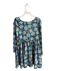 TEA  BLUE  FLORAL  KNIT DRESS WITH RUFFLE