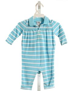 RALPH LAUREN  AQUA  STRIPED  KNIT ROMPER