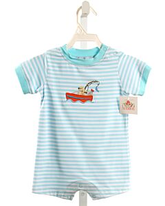 ISHTEX  BLUE KNIT STRIPED  SHORTALL