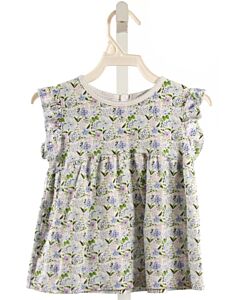 THE PROPER PEONY  BLUE  FLORAL  SLEEVELESS SHIRT WITH PICOT STITCHING