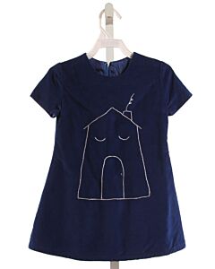 ISABEL GARRETON  NAVY CORDUROY  EMBROIDERED DRESS