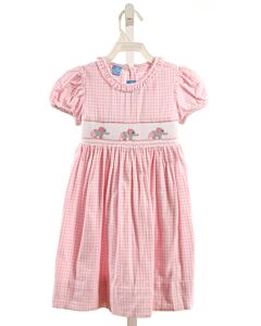 ANAVINI  PINK  GINGHAM SMOCKED DRESS