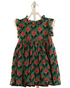 PINK CHICKEN  GREEN  FLORAL  DRESS WITH EYELET TRIM