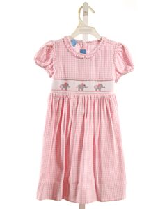 ANAVINI  PINK FLANNEL GINGHAM SMOCKED DRESS
