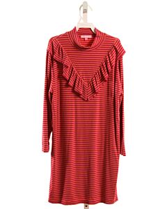 BISBY BY LITTLE ENGLISH  HOT PINK  STRIPED  KNIT DRESS WITH RUFFLE