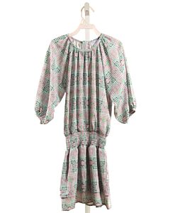 PLEAT.  GREEN   SMOCKED DRESS