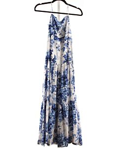 ANTHROPOLOGIE  BLUE LINEN FLORAL  DRESS