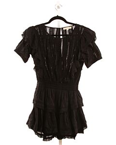 LOVESHACKFANCY  BLACK LACE SWISS DOT SMOCKED PARTY DRESS WITH RUFFLE