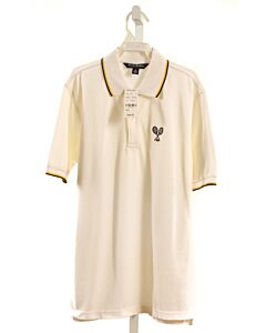 BROOKS BROTHERS  IVORY PIQUE  EMBROIDERED KNIT SS SHIRT