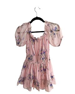 LOVESHACKFANCY  PINK SWISS DOT FLORAL  DRESS WITH RUFFLE