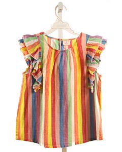 CREWCUTS  MULTI-COLOR  STRIPED  SLEEVELESS SHIRT WITH RUFFLE