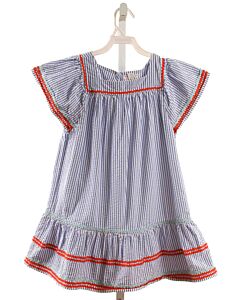 CREWCUTS  BLUE SEERSUCKER STRIPED  DRESS WITH RIC RAC