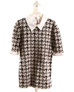 ALICE + OLIVIA  GRAY  HOUNDSTOOTH  KNIT SS SHIRT