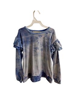 BTWEEN  LT BLUE VELOUR   KNIT LS SHIRT WITH RUFFLE