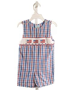 SOUTHERN SUNSHINE KIDS  BLUE  PLAID SMOCKED JON JON