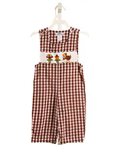 SILLY GOOSE  BROWN  GINGHAM SMOCKED LONGALL