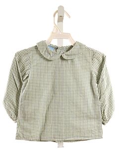 BELLA BLISS  GREEN  WINDOWPANE  SHIRT-LS