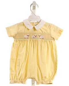 COLLECTION BEBE  YELLOW  STRIPED SMOCKED SHORTALL